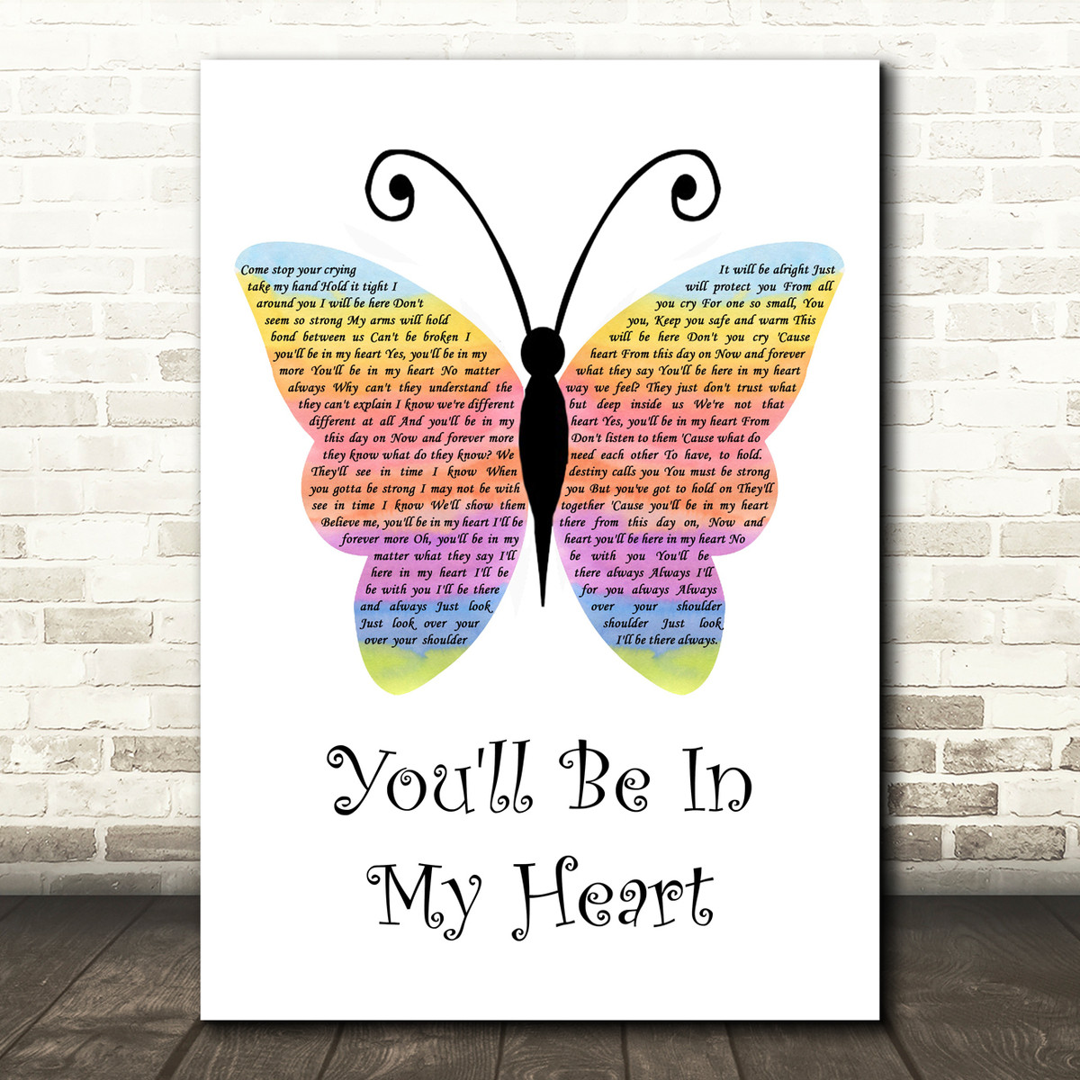 Phil Collins You Ll Be In My Heart Rainbow Butterfly Song Lyric Wall Art Print Songlyricprints Co Uk Phil Collins You Ll Be In My Heart Rainbow Butterfly Song Lyric Wall Art Print Songlyricprints Co Uk