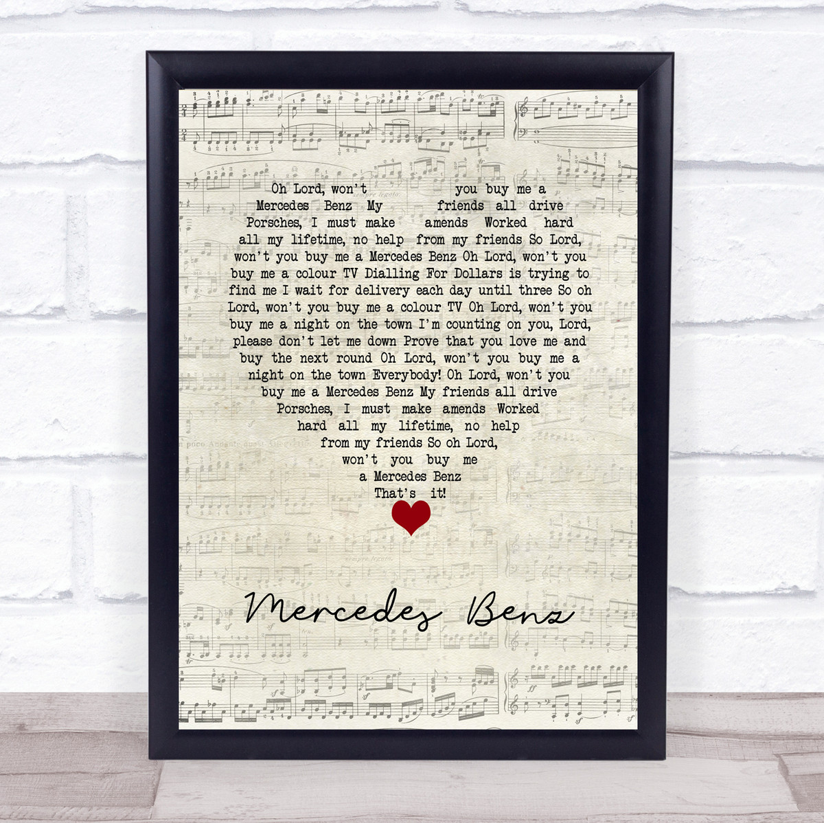 Janis Joplin Mercedes Benz Script Heart Song Lyric Wall Art Print Songlyricprints Co Uk