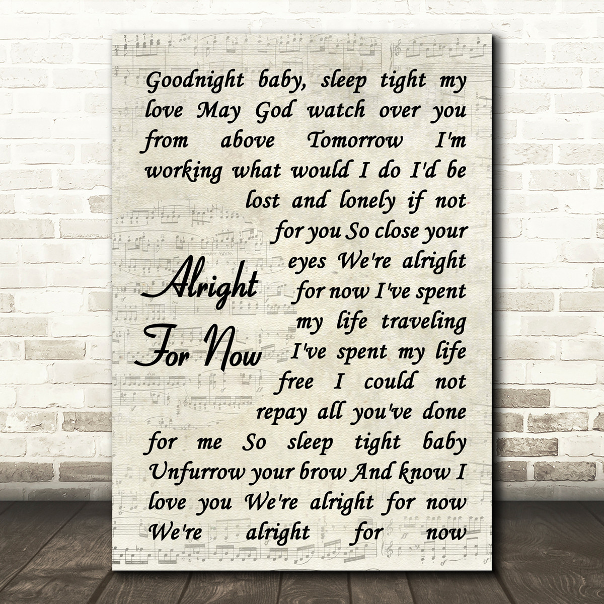 Tom Petty Alright For Now Vintage Script Song Lyric Wall Art Print Songlyricprints Co Uk