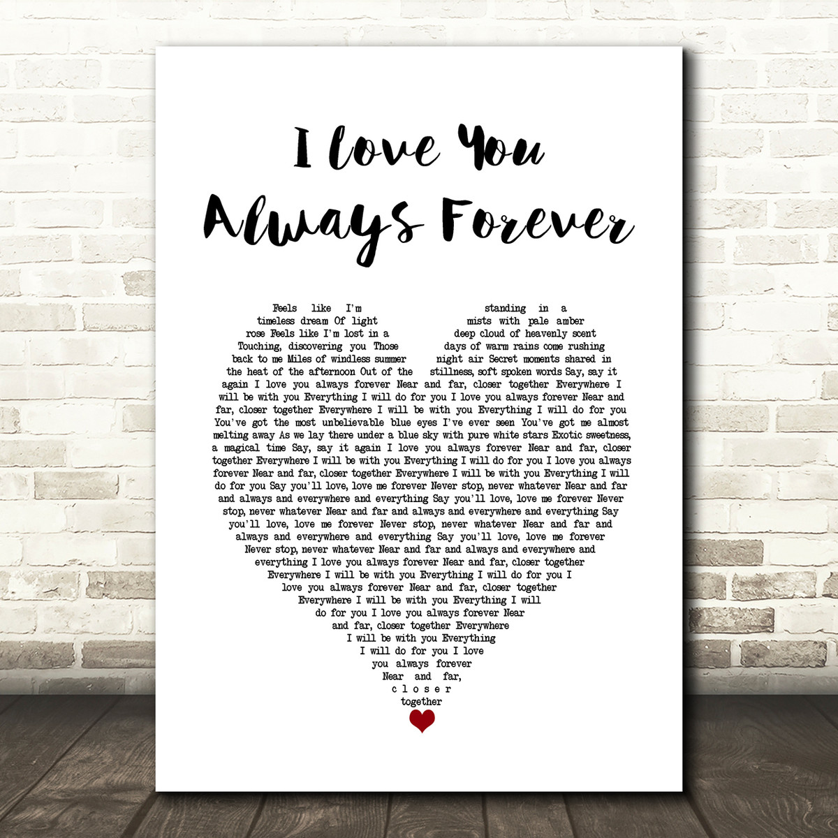 Donna Lewis I Love You Always Forever White Heart Song Lyric Wall Art Print Songlyricprints Co Uk