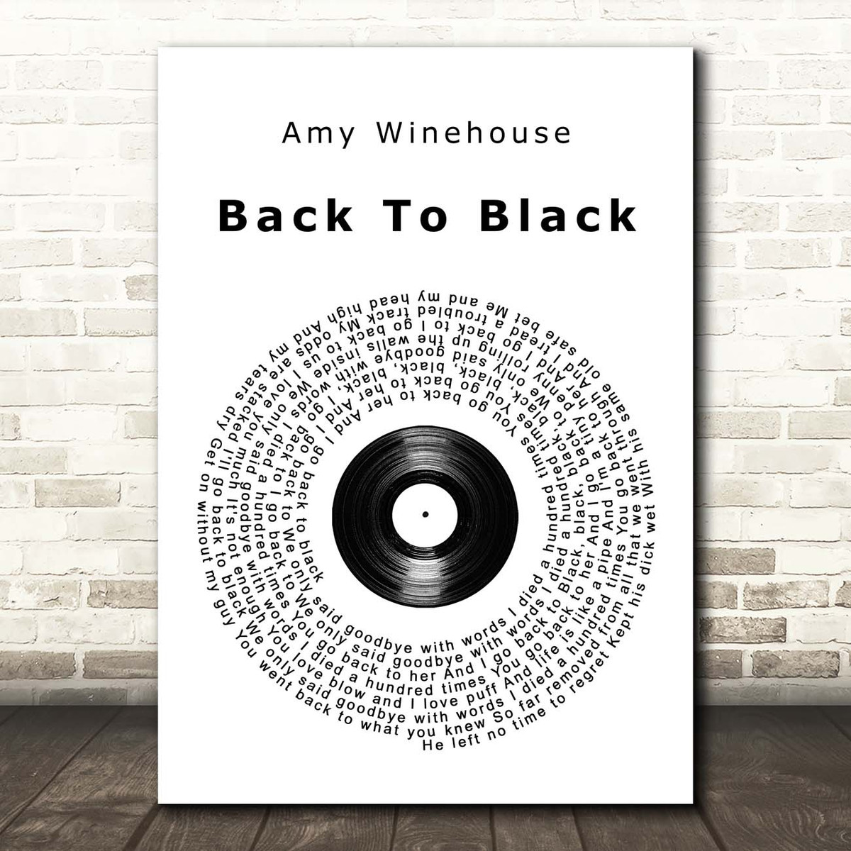 Amy Winehouse Back To Black Vinyl Record Song Lyric Print Songlyricprints Co Uk