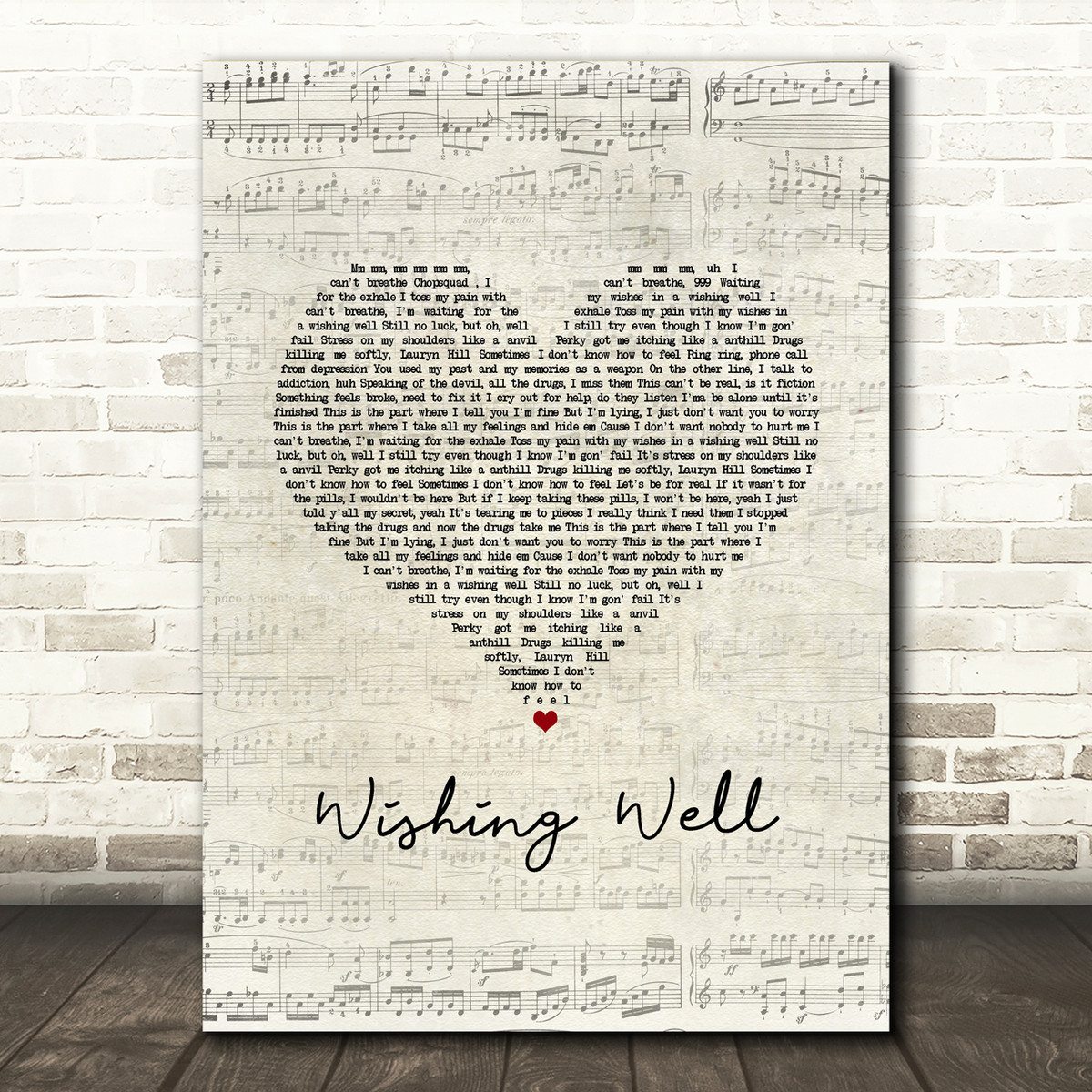 Juice Wrld Wishing Well Script Heart Song Lyric Music Art Print Songlyricprints Co Uk