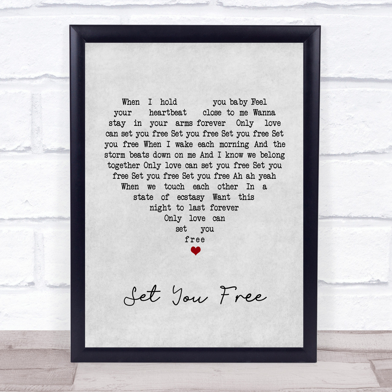 N-Trance Set You Free Grey Heart Song Lyric Quote Print 