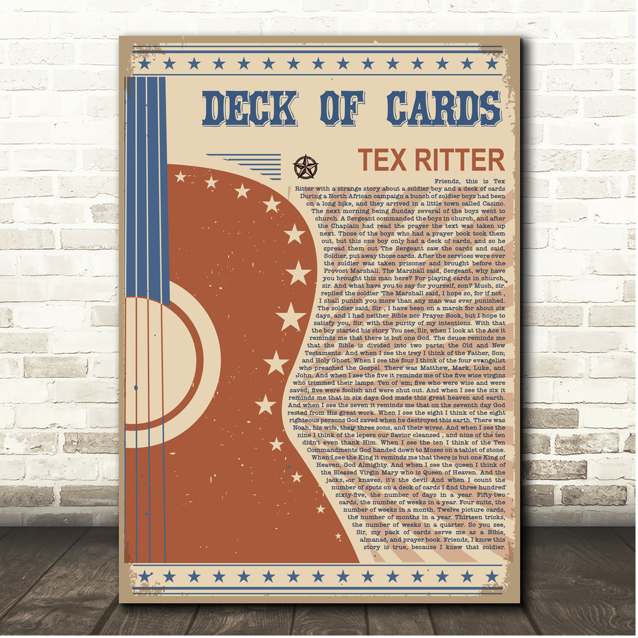 Tex Ritter Deck Of Cards Country Western Festival Guitar Song Lyric ...