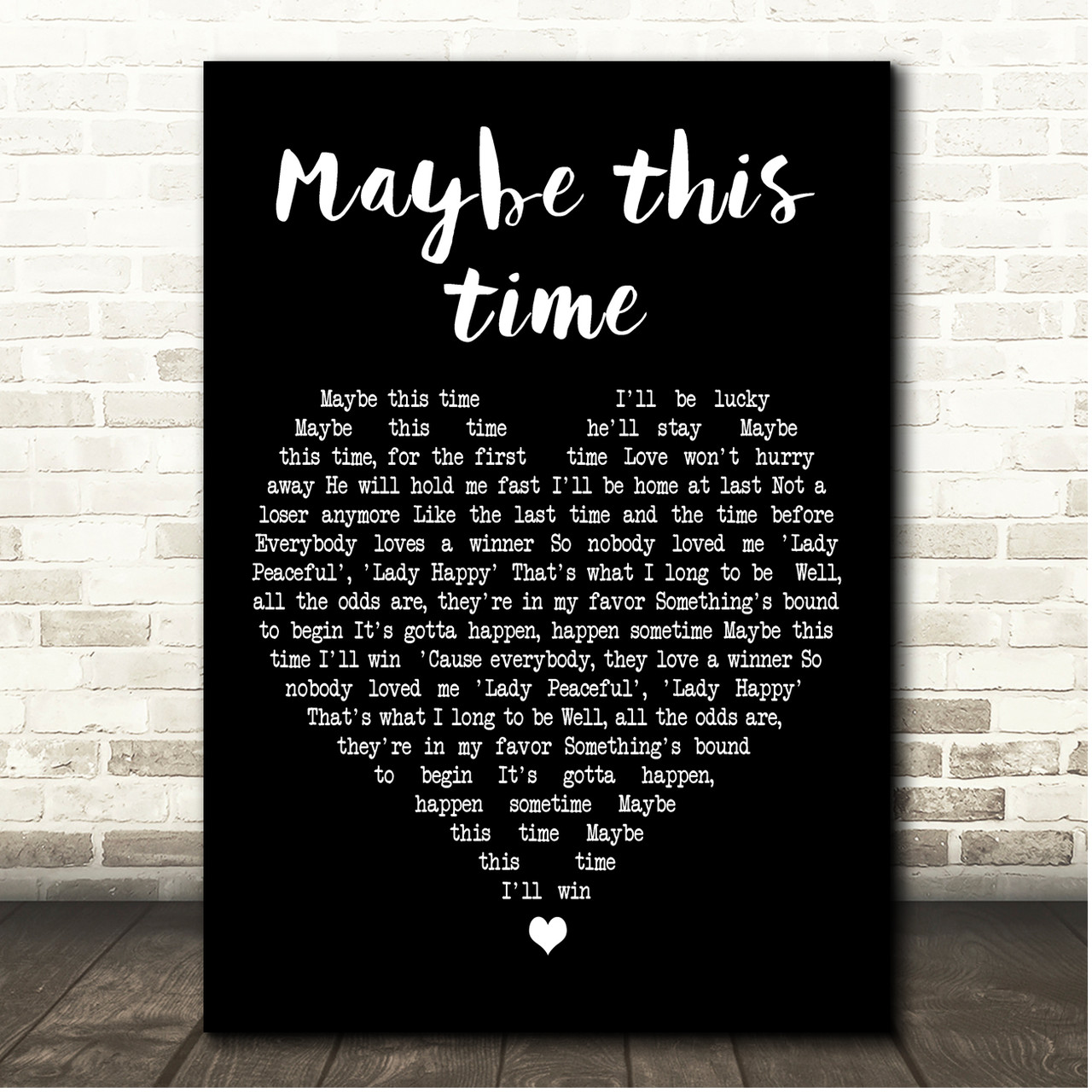 Liza Minnelli Maybe This Time Vintage Heart Song Lyric Print - Song Lyric  Designs