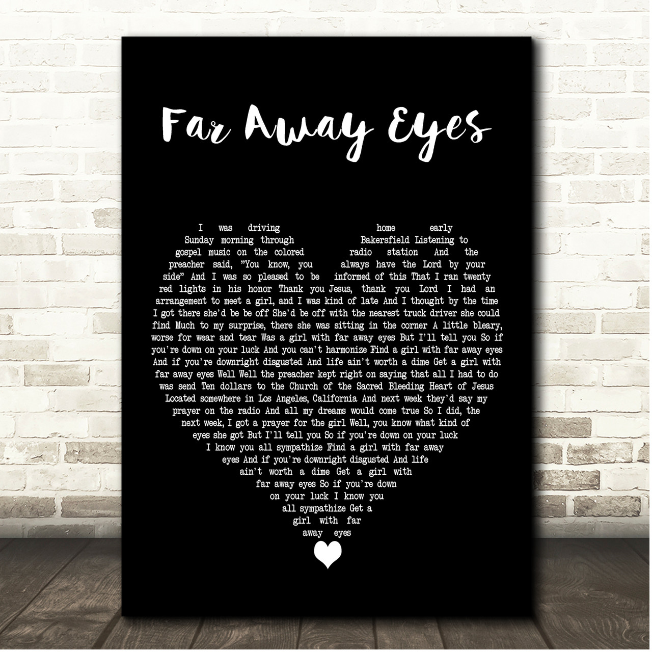 The Rolling Stones Far Away Eyes Black Heart Song Lyric Print