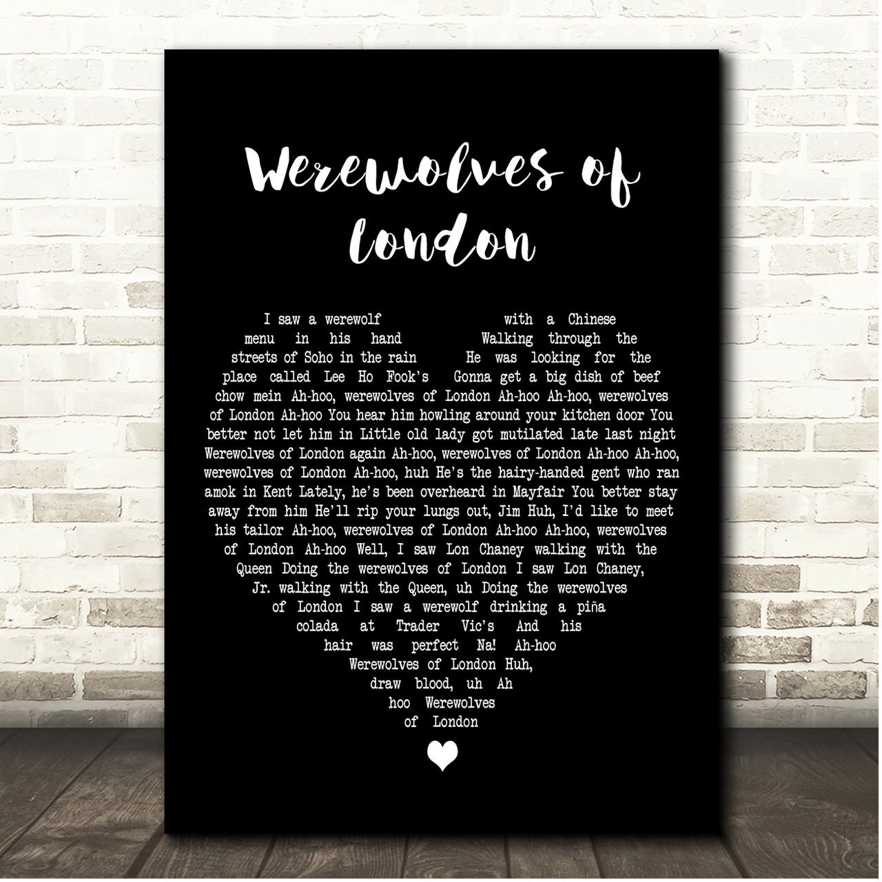 Werewolves of London Warren Zevon Lyric Poster Unframed Print 