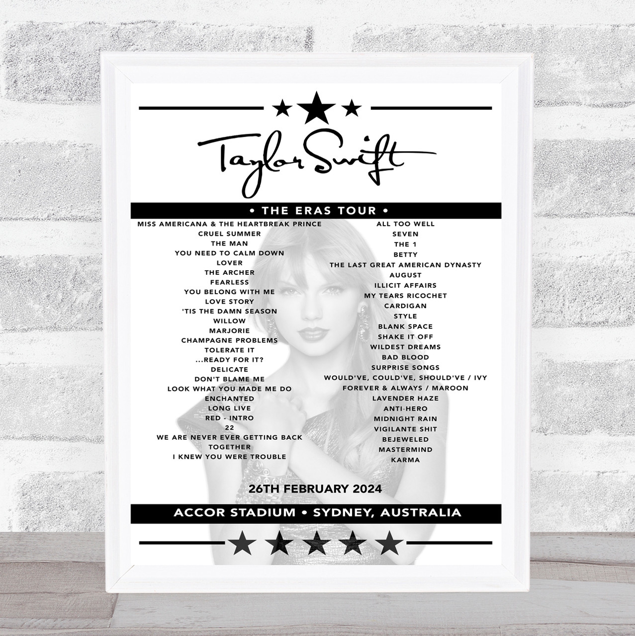 Taylor Swift Concert Setlist Poster Print Canvas - Any Date, Gig, Venue ...