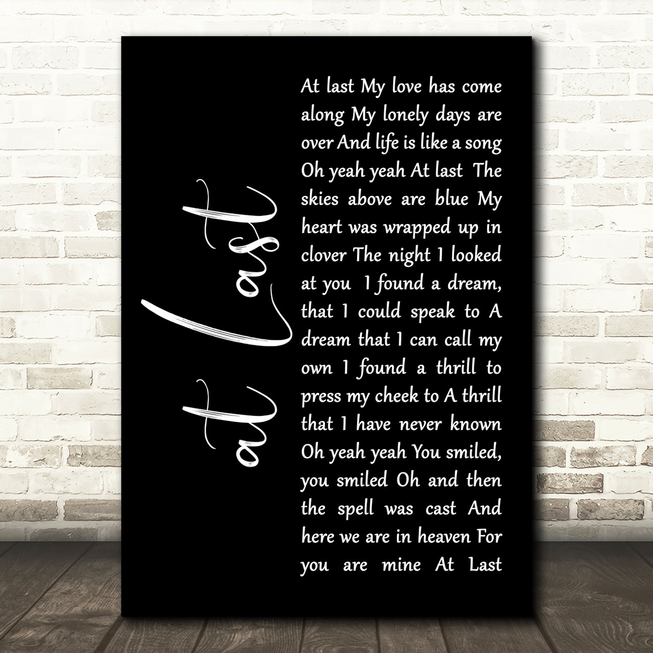 Etta James At Last Black Script Song Lyric Quote Print Song