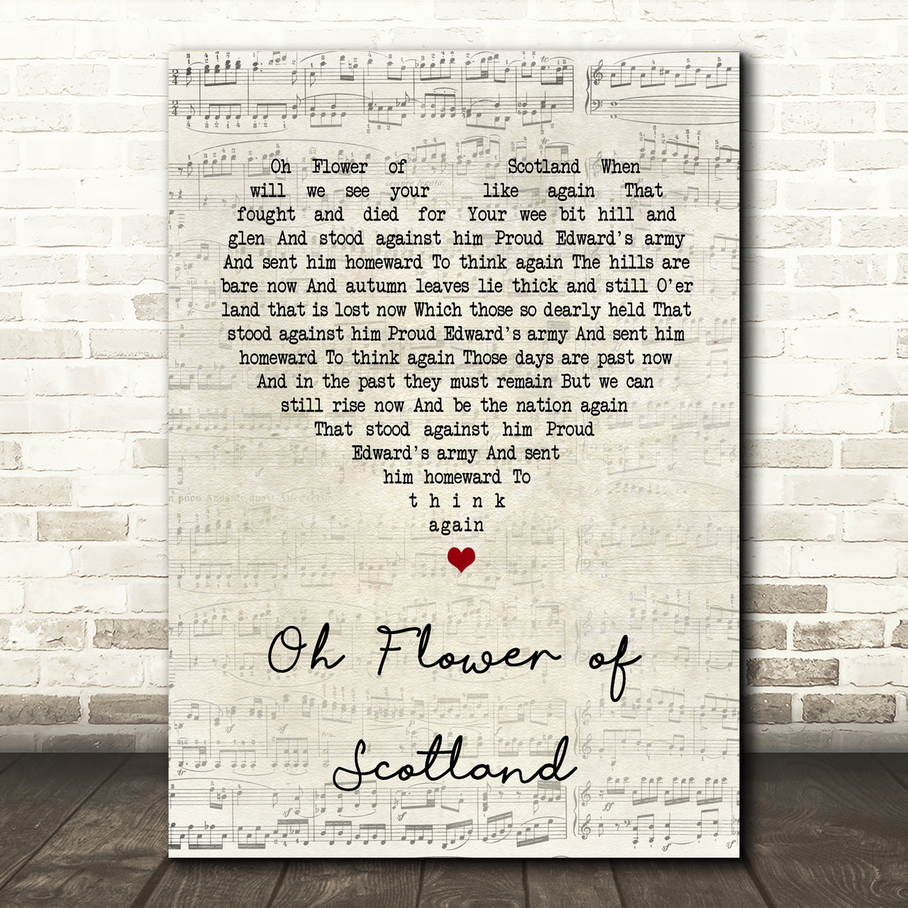 The Corries The Flower Of Scotland Script Heart Song Lyric Quote Print