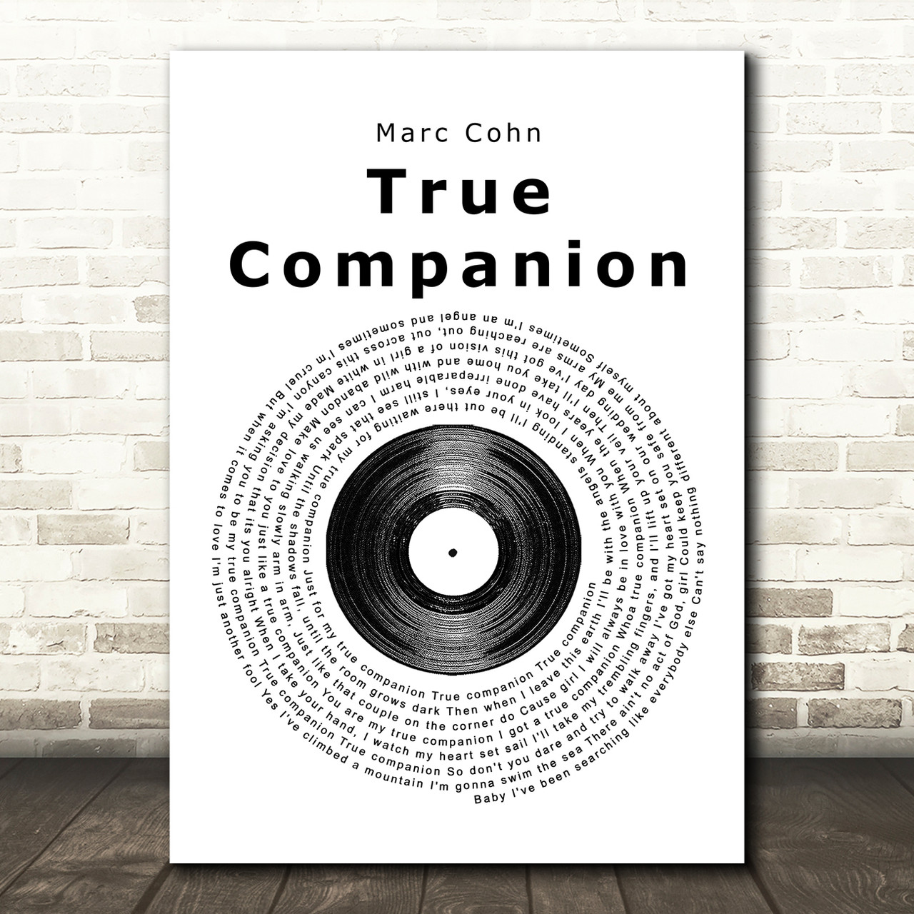 Marc Cohn True Companion Record Lyric Quote Print - SongLyricPrints.co.uk