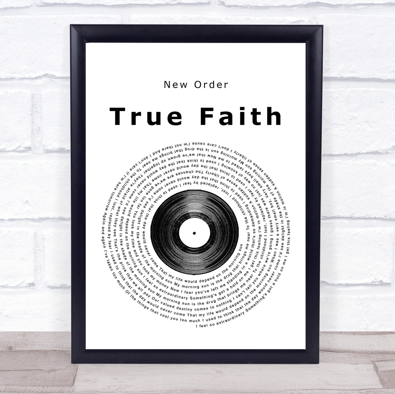 New Order True Faith Vinyl Record Song Lyric Framed Print