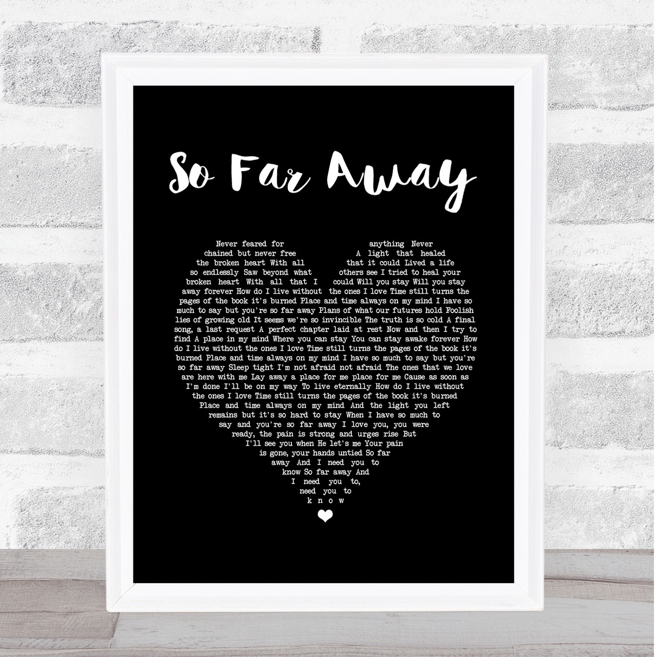 Avenged Sevenfold So Far Away Black Heart Song Lyric Print