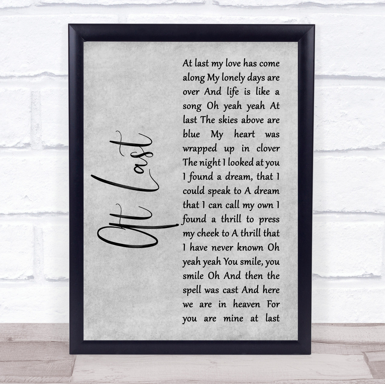 Beyonce At Last Grey Rustic Script Song Lyric Print Song Lyric