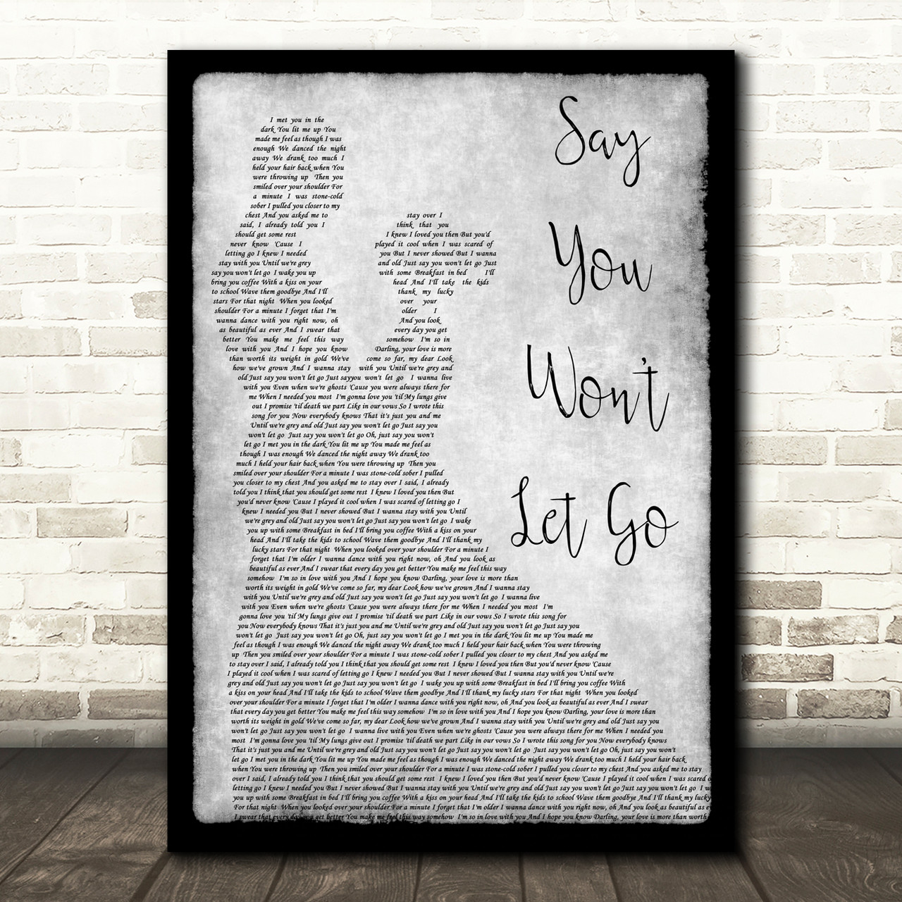 James Arthur Say You Won't Let Go Black Guitar Song Lyric Music Wall Art  Print - Song Lyric Designs