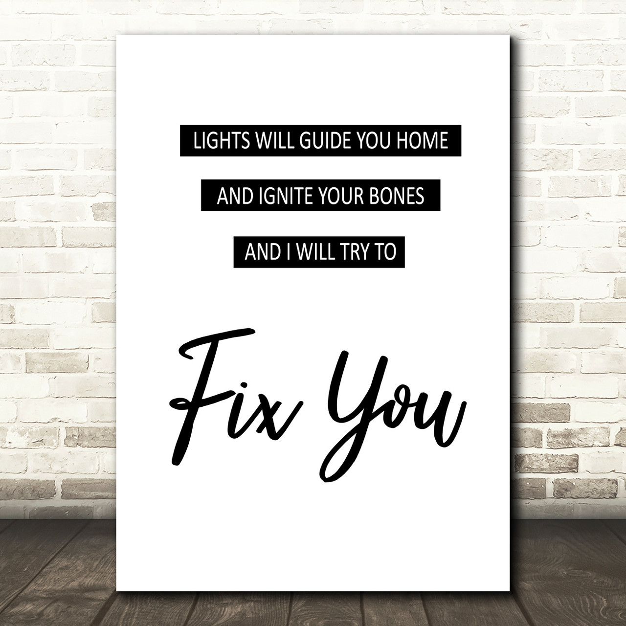 Coldplay Fix You Song Lyric Quote Print