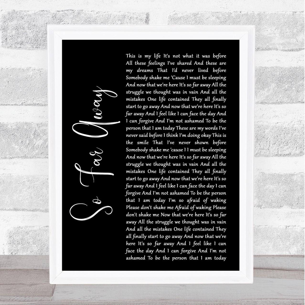 Staind So Far Away Black Script Song Lyric Quote Music Print