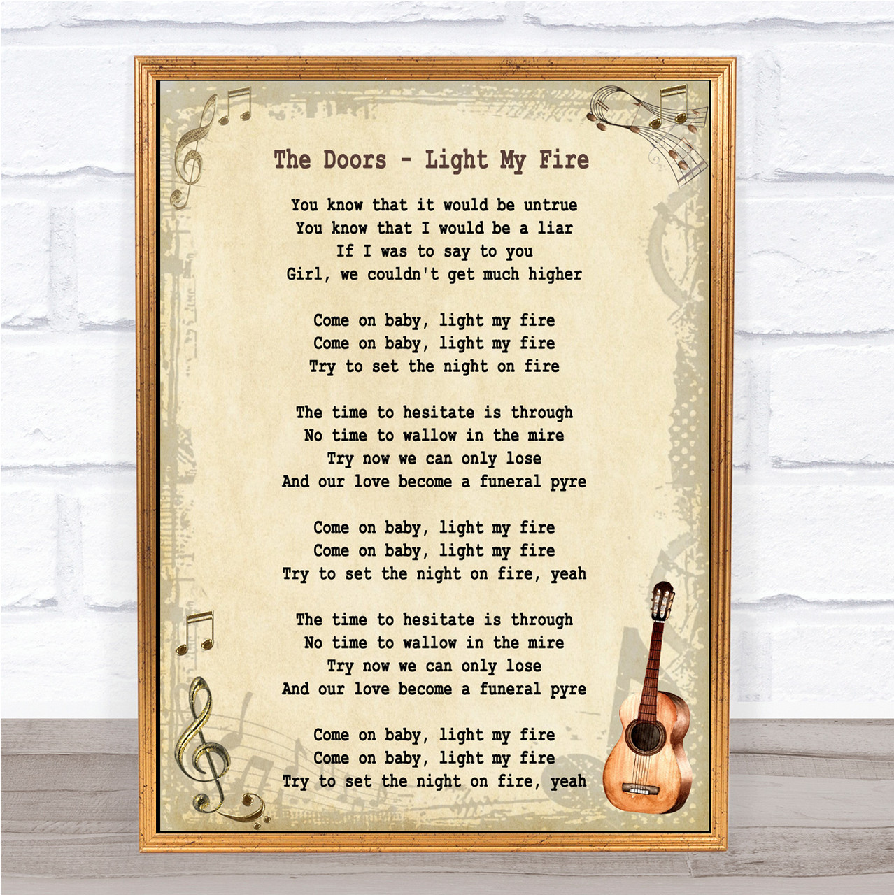 The Doors Light My Fire Song Lyric Vintage Quote Print