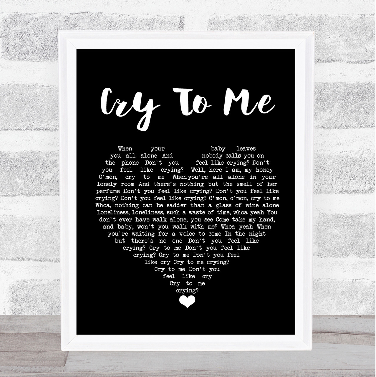 ソロモン・バーク - Cry To Me / Words Solomon Burke Cry To Me Black Heart Song Lyric Quote Music Print
