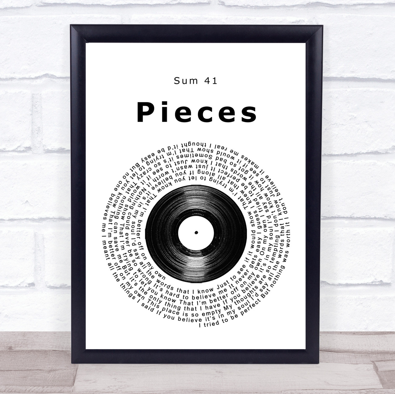 Sum 41 Pieces Vinyl Record Song Lyric Quote Music Print 