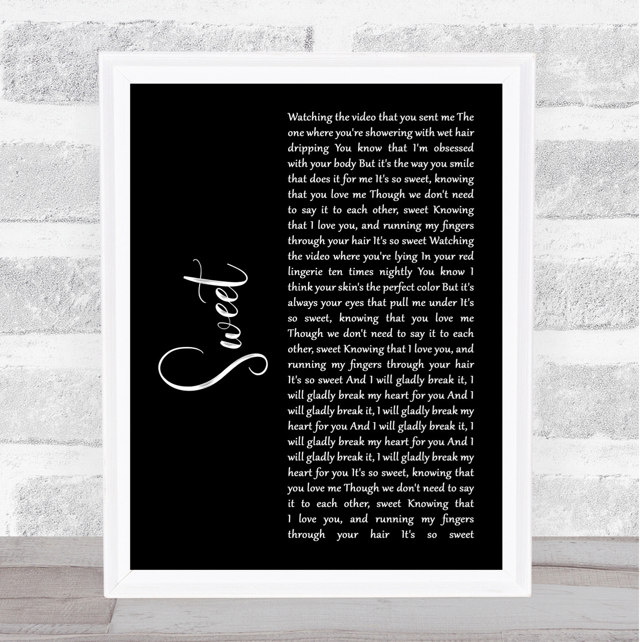 cigarettes after sex lyrics english Cigarettes After Sex Sweet Black Script Song Lyric Wall Art Print