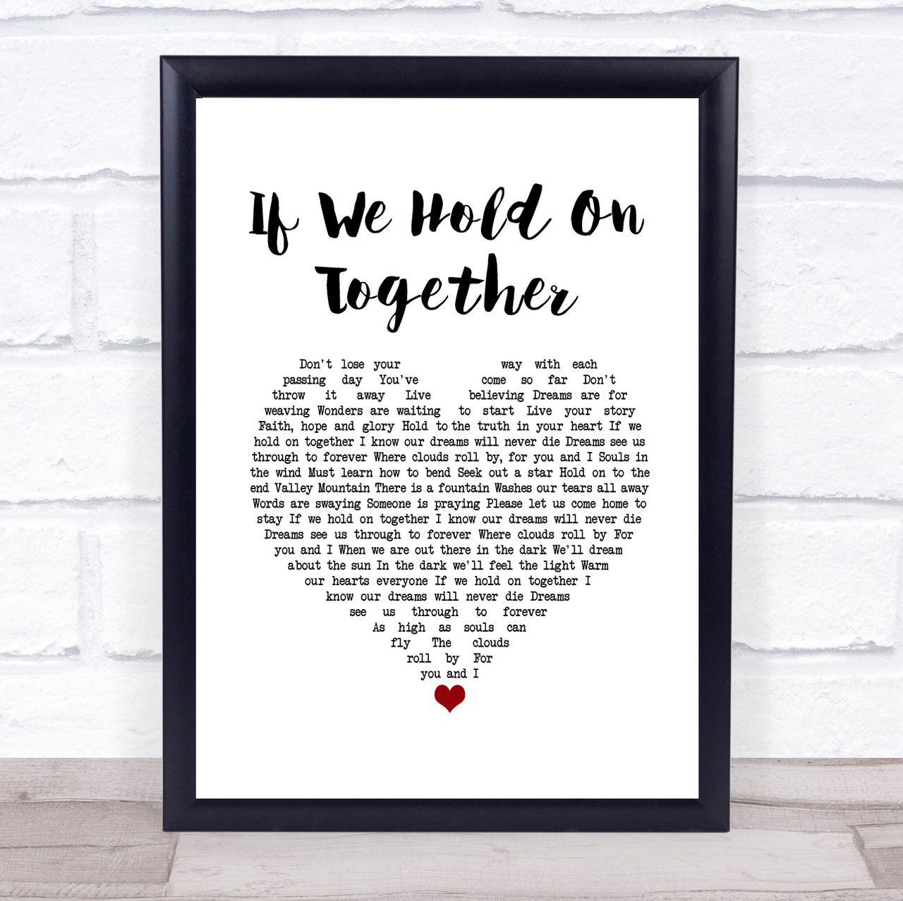 Diana Ross If We Hold On Together White Heart Song Lyric Wall Art