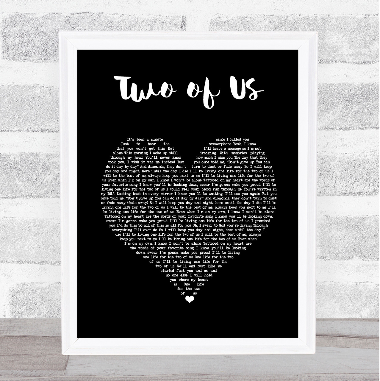 Louis Tomlinson Two Of Us Black Heart Song Lyric Print