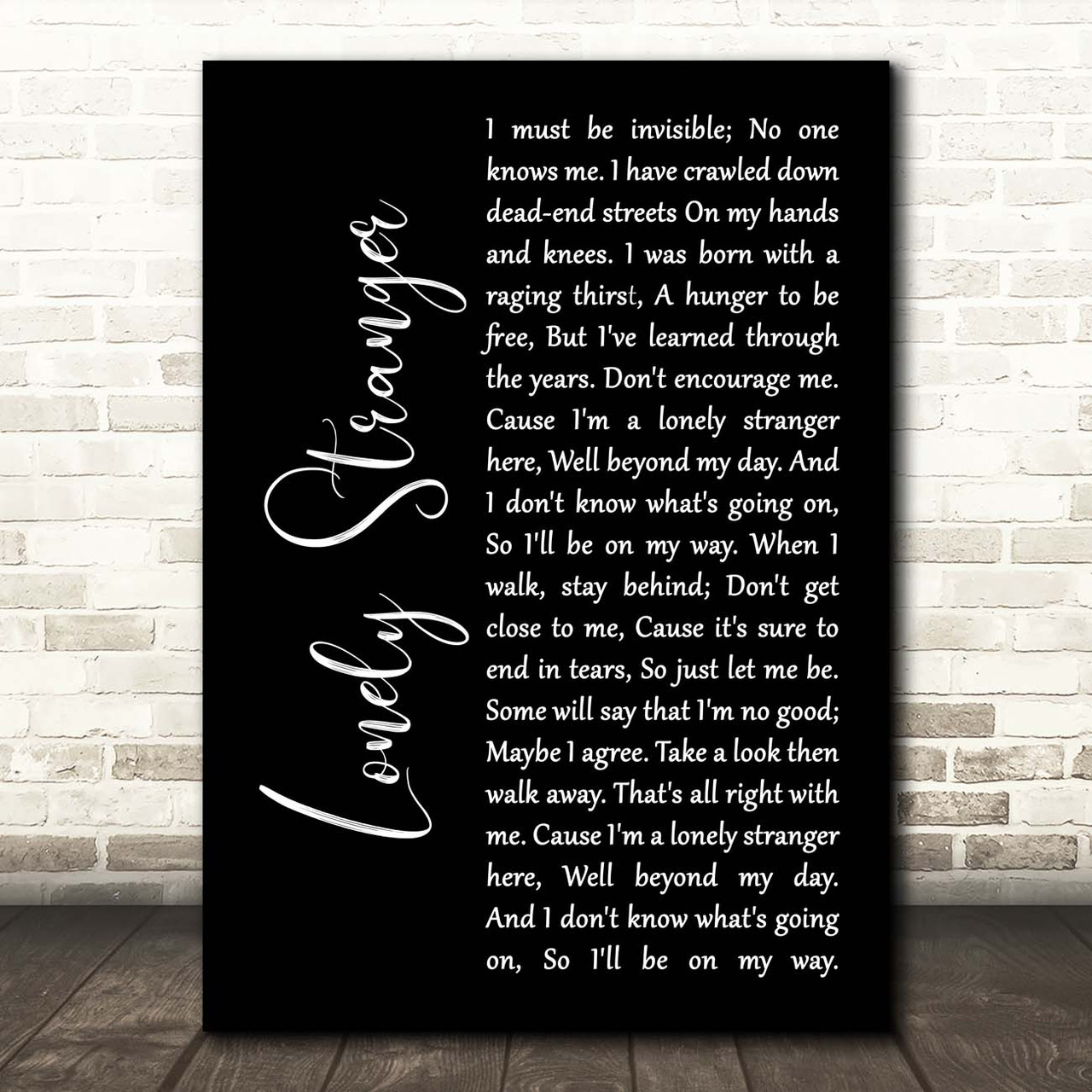 Eric Clapton Lonely Stranger Black Script Song Lyric Print Song