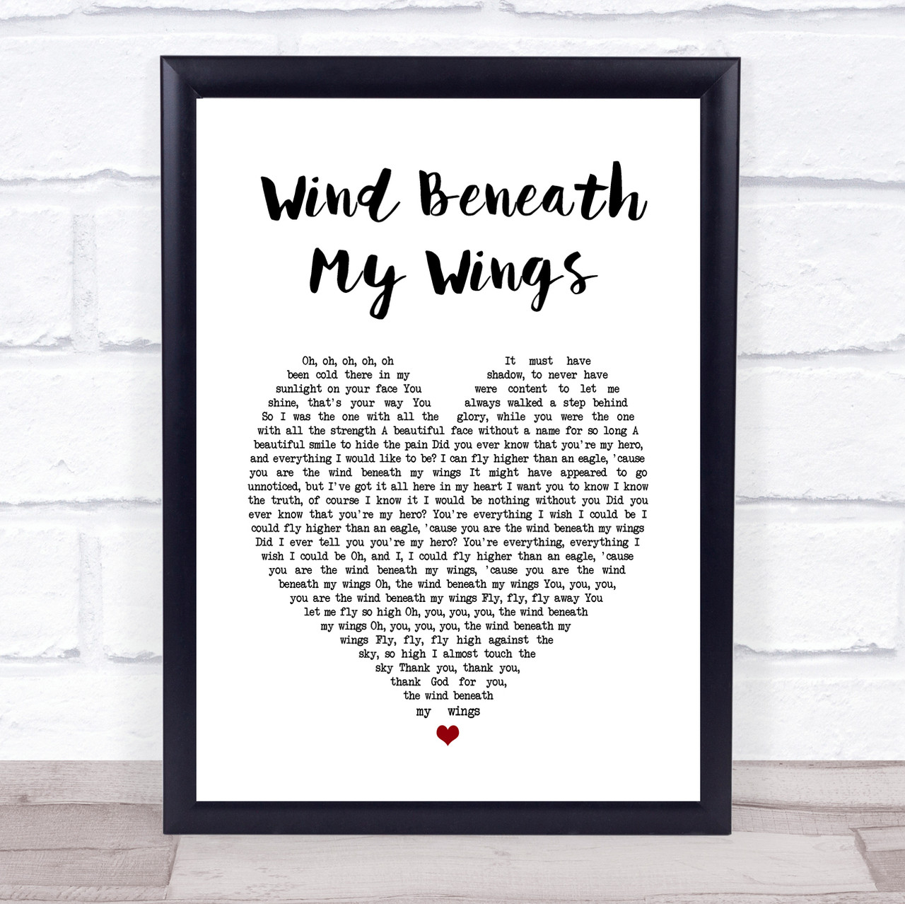 Bette Midler Wind Beneath My Wings Heart Song Lyric Quote Print