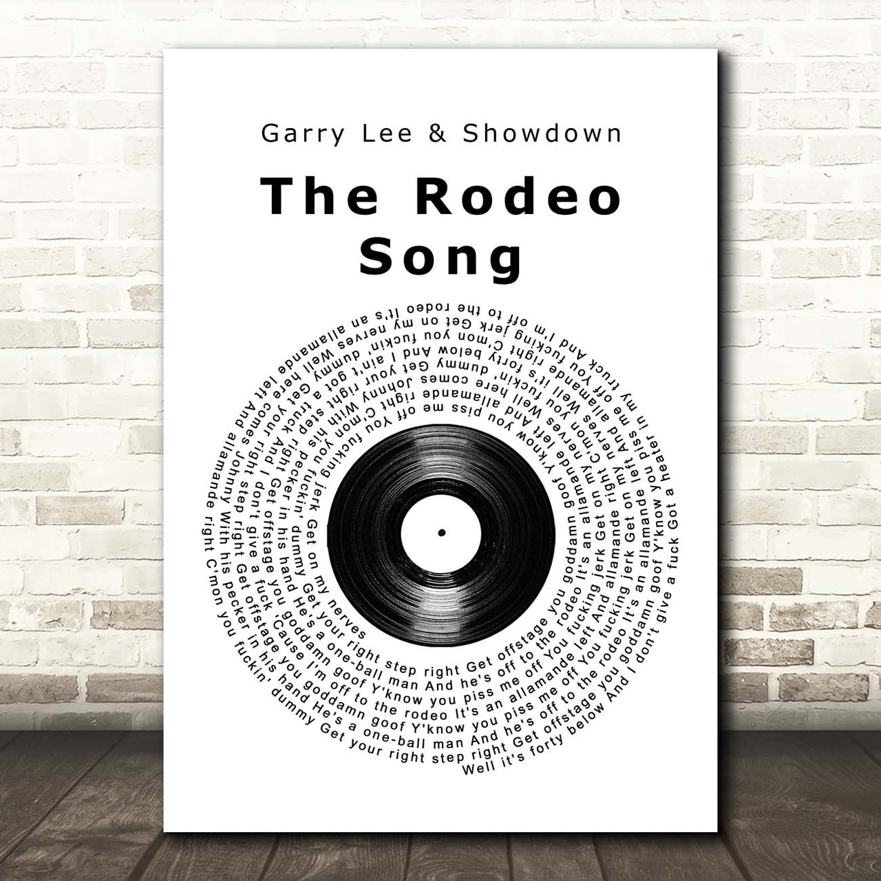 Garry Lee & Showdown The Rodeo Song Vinyl Record Song Lyric Print -  