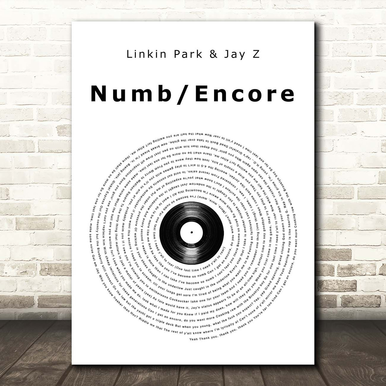 Linkin Park Jay Z Numb Encore Vinyl Record Song Lyric Print Songlyricprints Co Uk