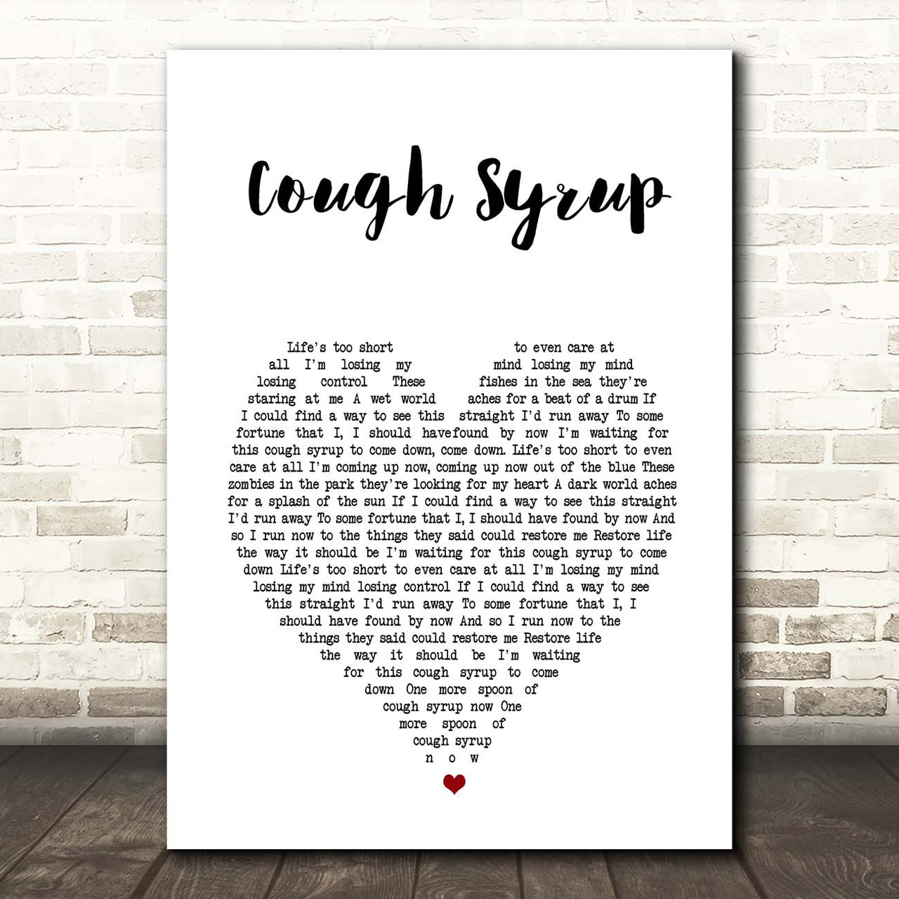 Young The Giant Cough Syrup White Heart Song Lyric Print ...