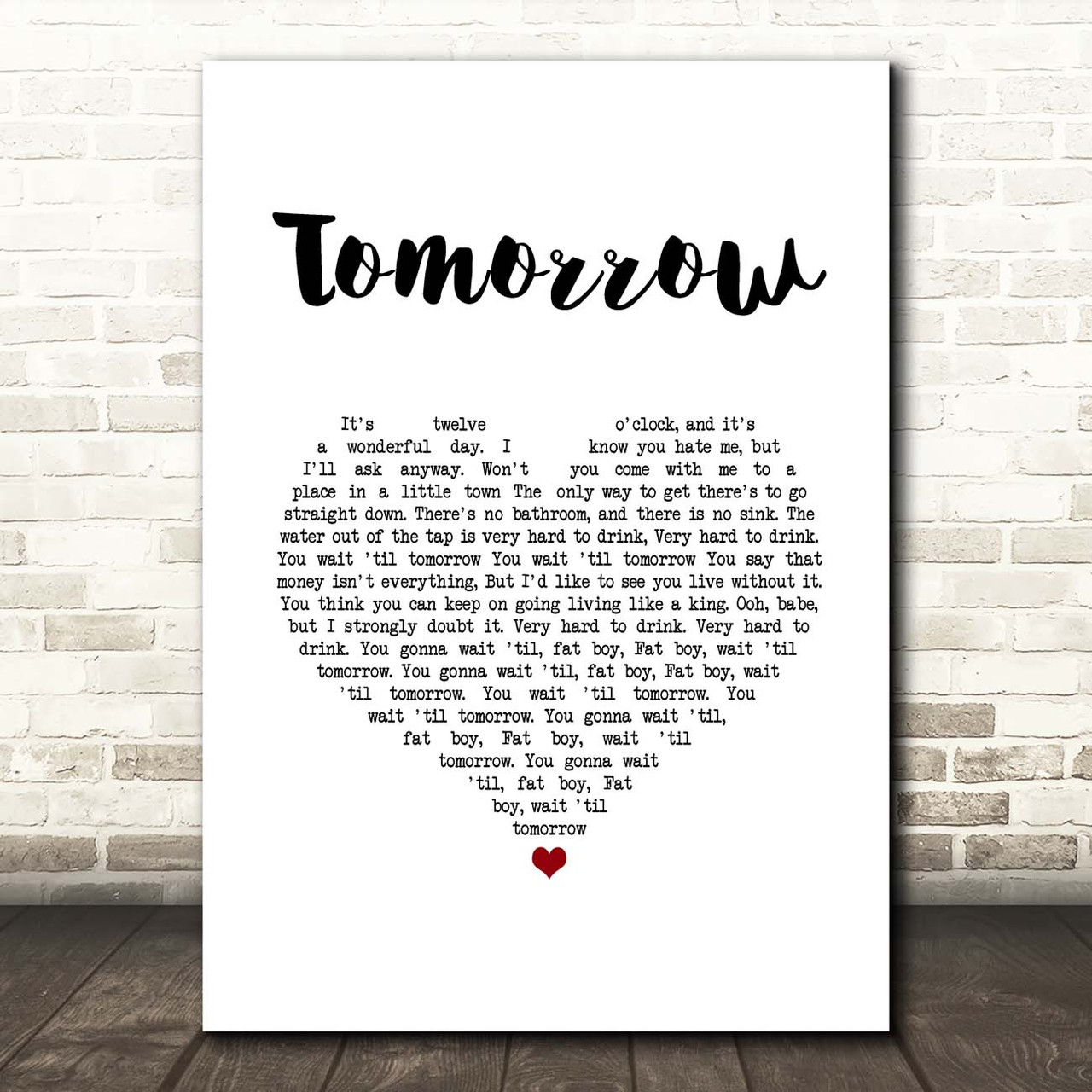 Silverchair Tomorrow White Heart Song Lyric Print Song Lyric Prints