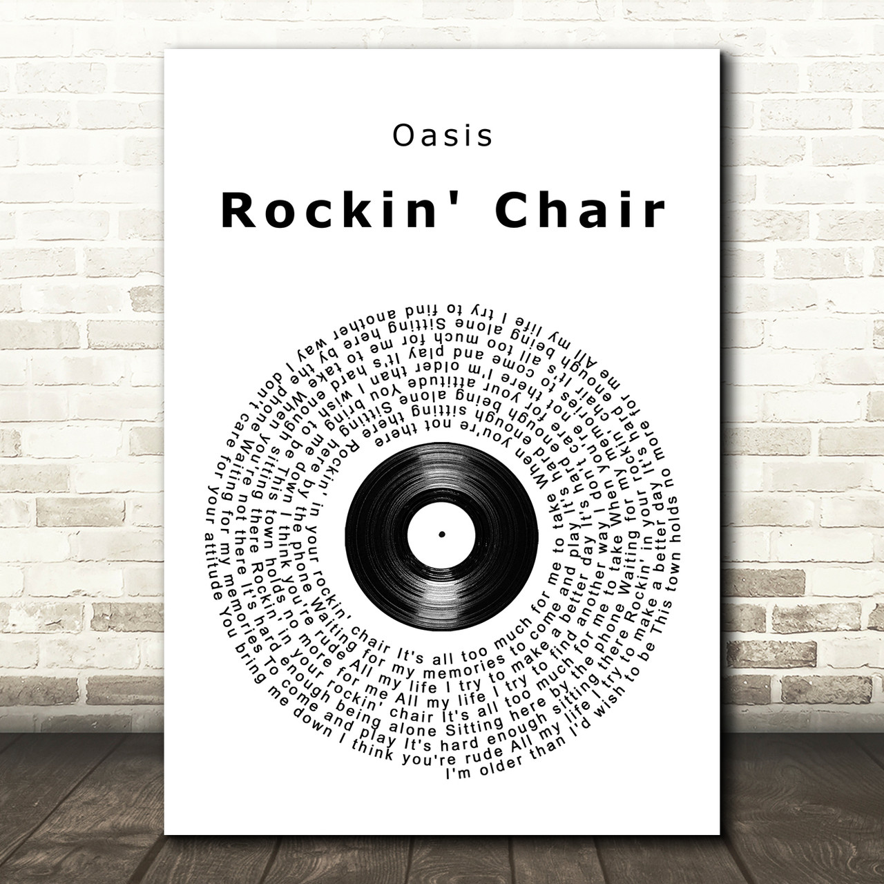 Oasis Rockin Chair Vinyl Record Song Lyric Art Print