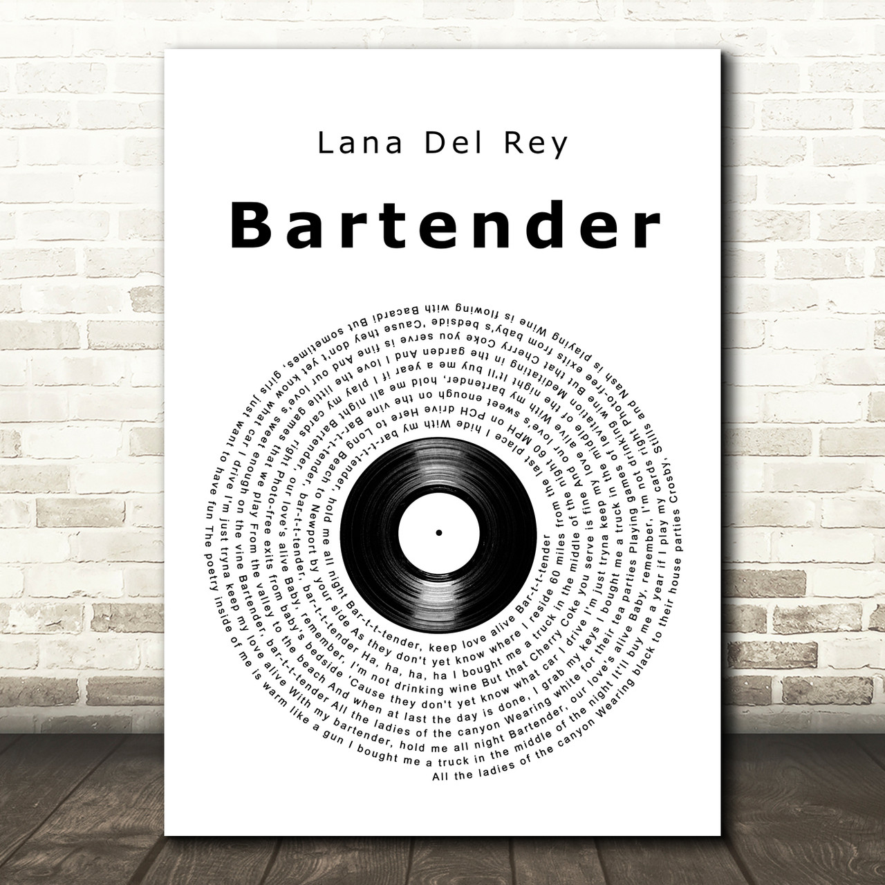 Lana Del Rey Bartender Vinyl Record Song Lyric Art Print 