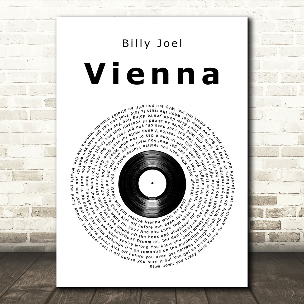 Billy Joel Vienna Vinyl Record Song Lyric Art Print