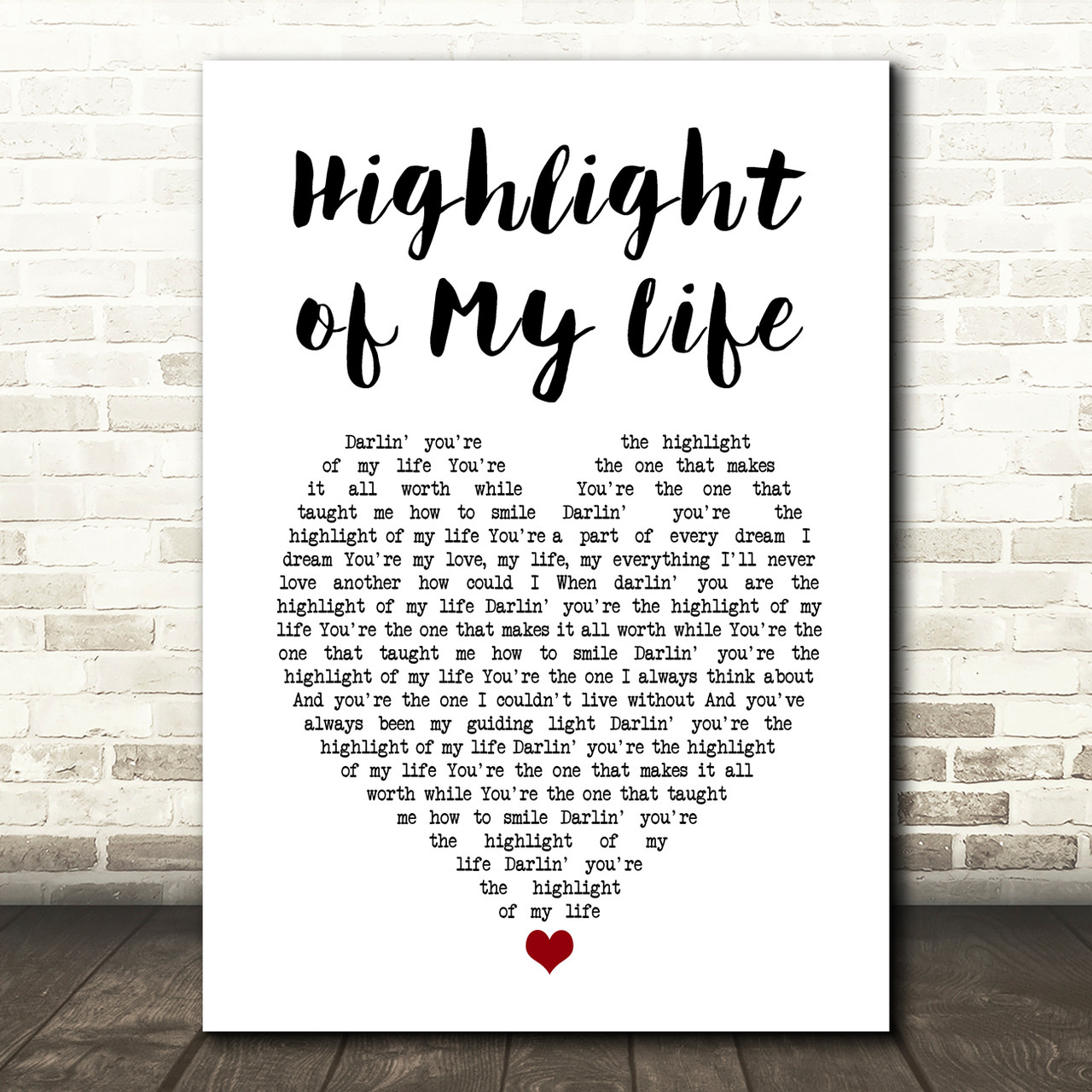 Dolly Parton The Sacrifice White Heart Song Lyric Wall Art Print