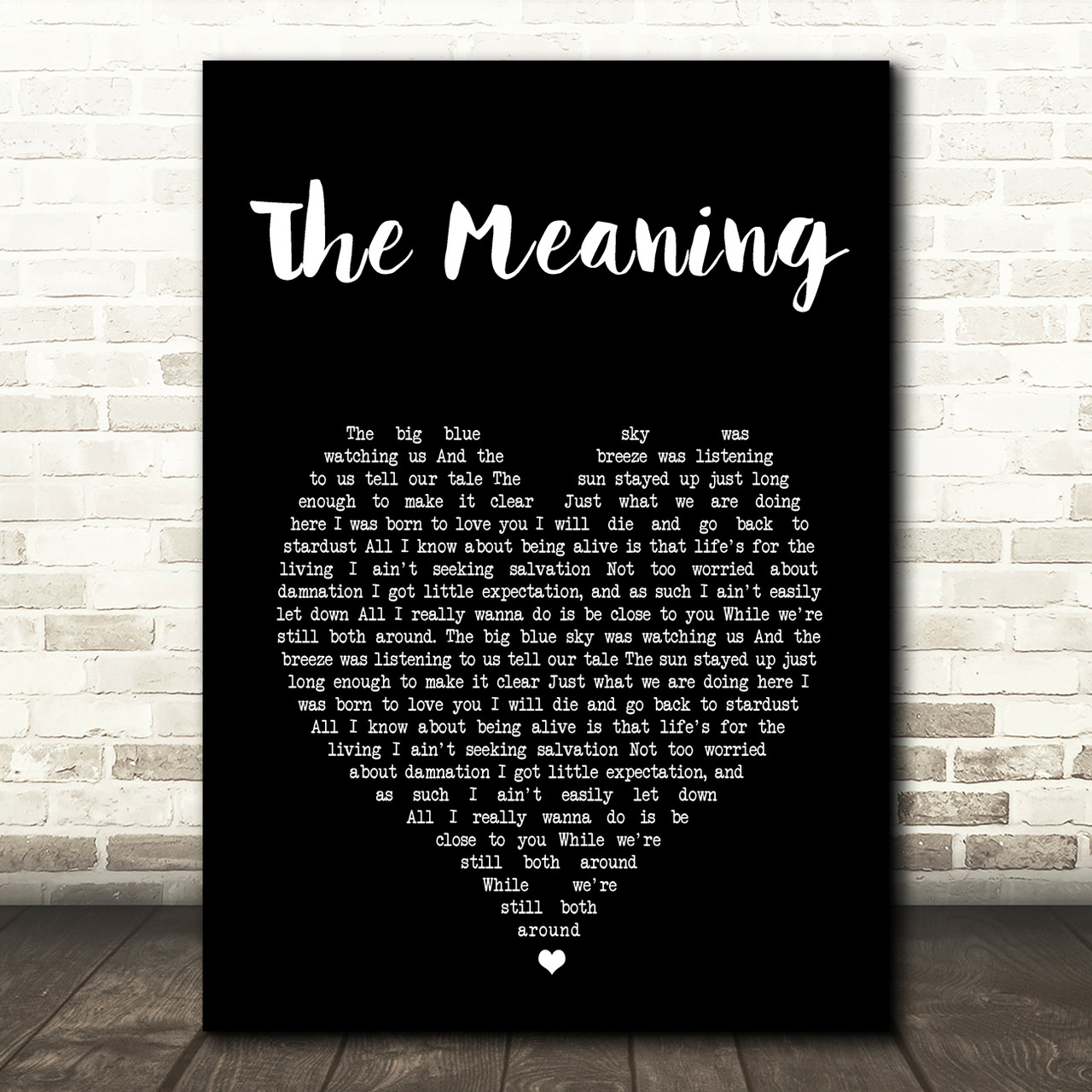 Fruition The Meaning Black Heart Song Lyric Art Print SongLyricPrints
