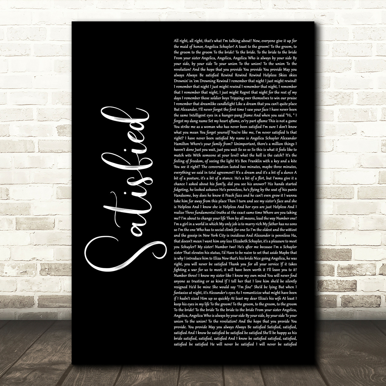 Hamilton Quote Satisfied Lyrics By Hamilton Poster Hamilton