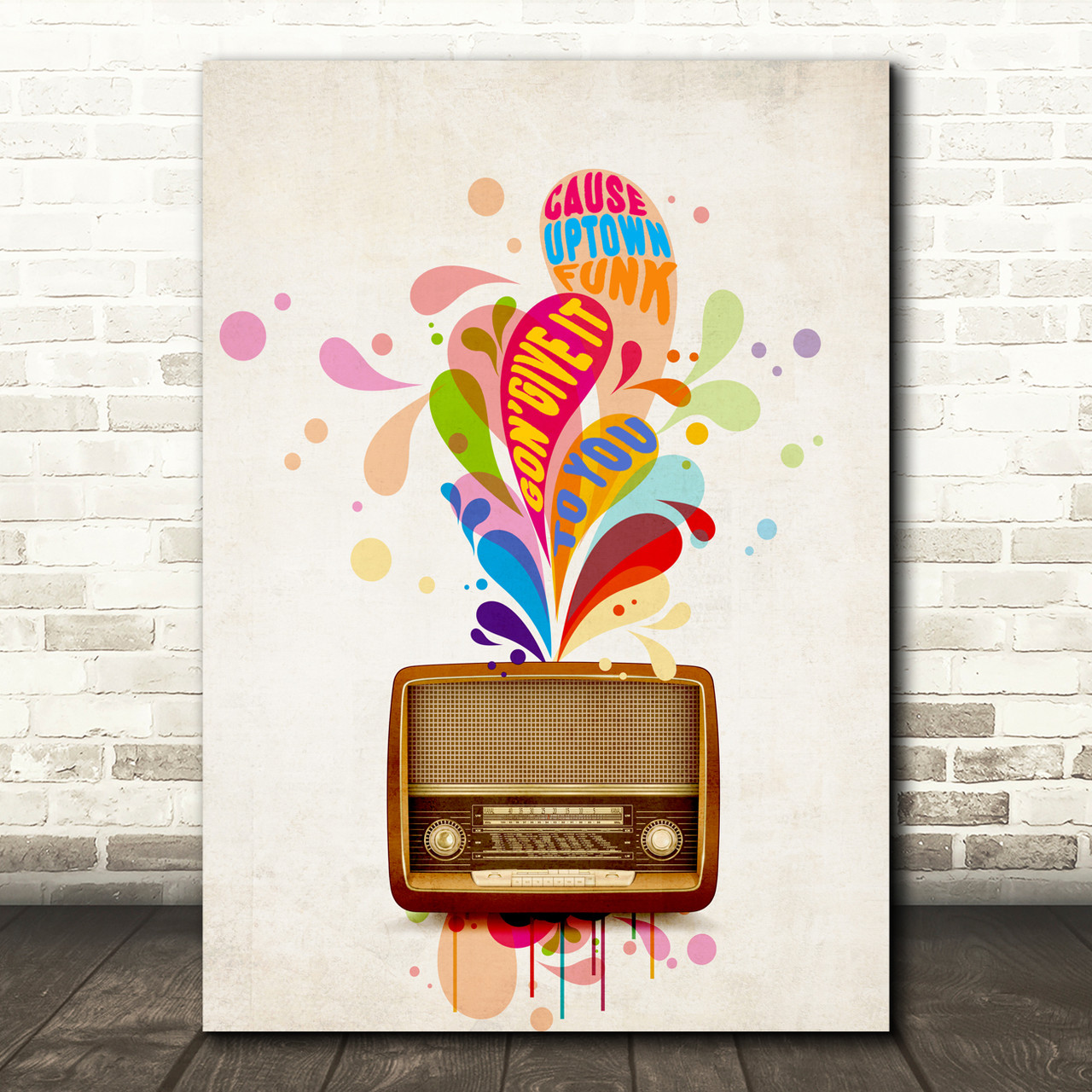 Mark Ronson Ft Bruno Mars Uptown Funk Colourful Burst Vintage Radio Music  Song Lyric Art Print