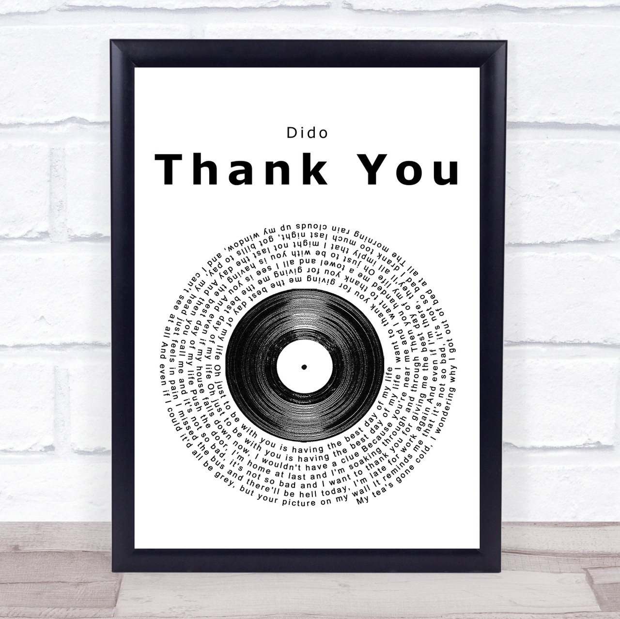 Dido Thank You Vinyl Record Song Lyric Quote Print - Song Lyric Prints