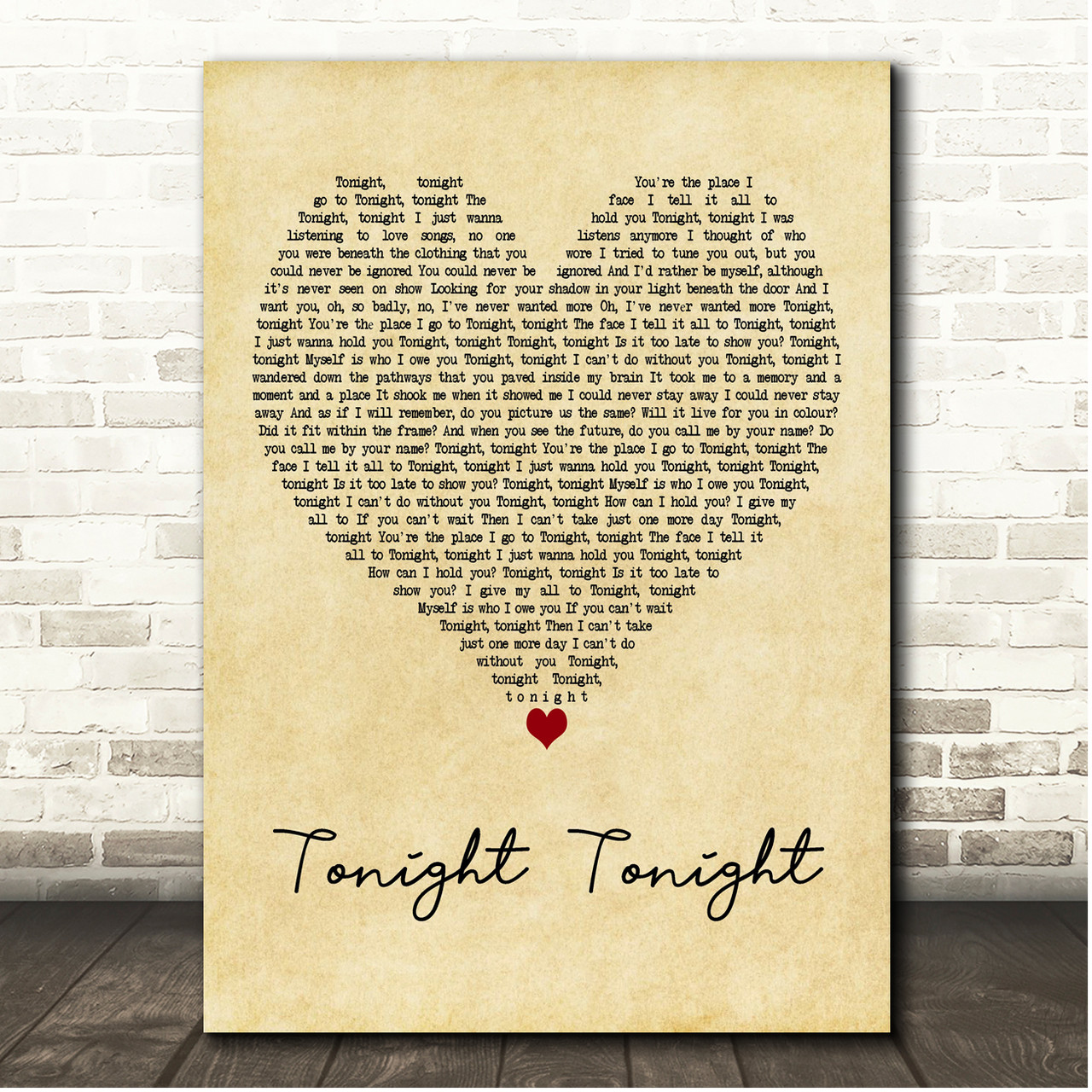 Celeste Tonight Tonight Vintage Heart Song Lyric Print Song
