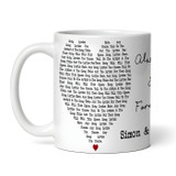 Any Song Lyrics & Names White Heart Gift Tea Coffee Personalised Mug
