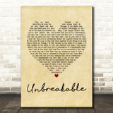 Westlife Unbreakable Vintage Heart Song Lyric Quote Print