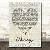 Bon Jovi Always Script Heart Song Lyric Quote Print