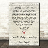 Can't Help Falling In Love Elvis Presley Script Heart Song Lyric Quote Print