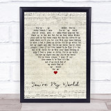 Cilla Black You're My World Script Heart Song Lyric Quote Print