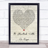 Hot Chocolate It Started With A Kiss Script Heart Song Lyric Quote Print