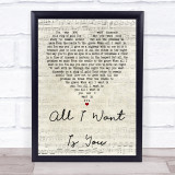 U2 All I Want Is You Script Heart Quote Song Lyric Print