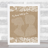 Celine Dion My Heart Will Go On Burlap & Lace Song Lyric Quote Print